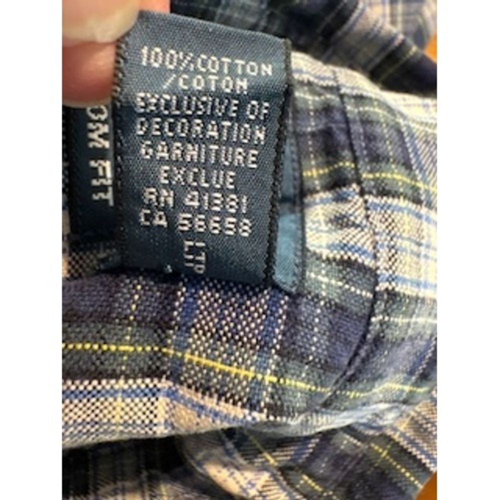 RALPH LAUREN Button Down Shirt Medium Blue Plaid Custom Fit Cotton Preppy - Picture 8 of 8